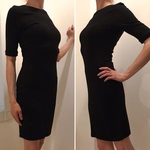 Topshop Black Knit Fitted 3/4 Sleeve Sheath Dress XS/S US 6
